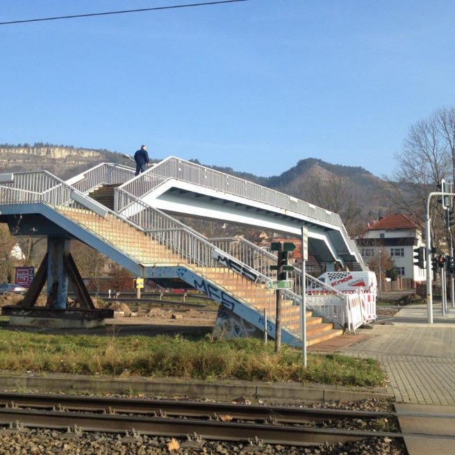 Fußgängerbrücke über die Stadtrodaer Straße in Jena